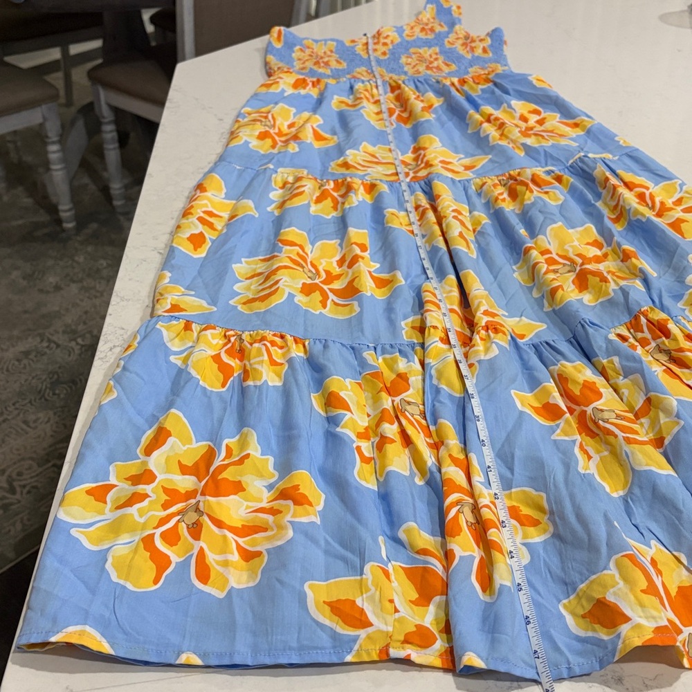 Able The Label Anthropologie One Shoulder Blue Flower Maxi Dress Size XL NWT - Picture 5 of 9